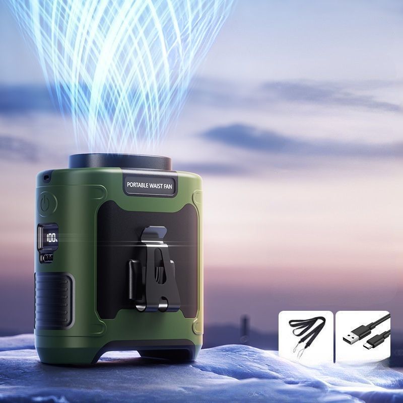 Upgrade 10000mAh Portable Waist & Neck Fan with LED | Hands-Free Cooling for Outdoor Work & Summer Camping