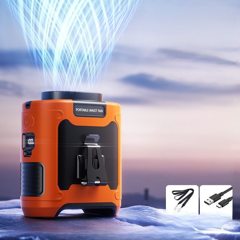 Upgrade 10000mAh Portable Waist & Neck Fan with LED | Hands-Free Cooling for Outdoor Work & Summer Camping