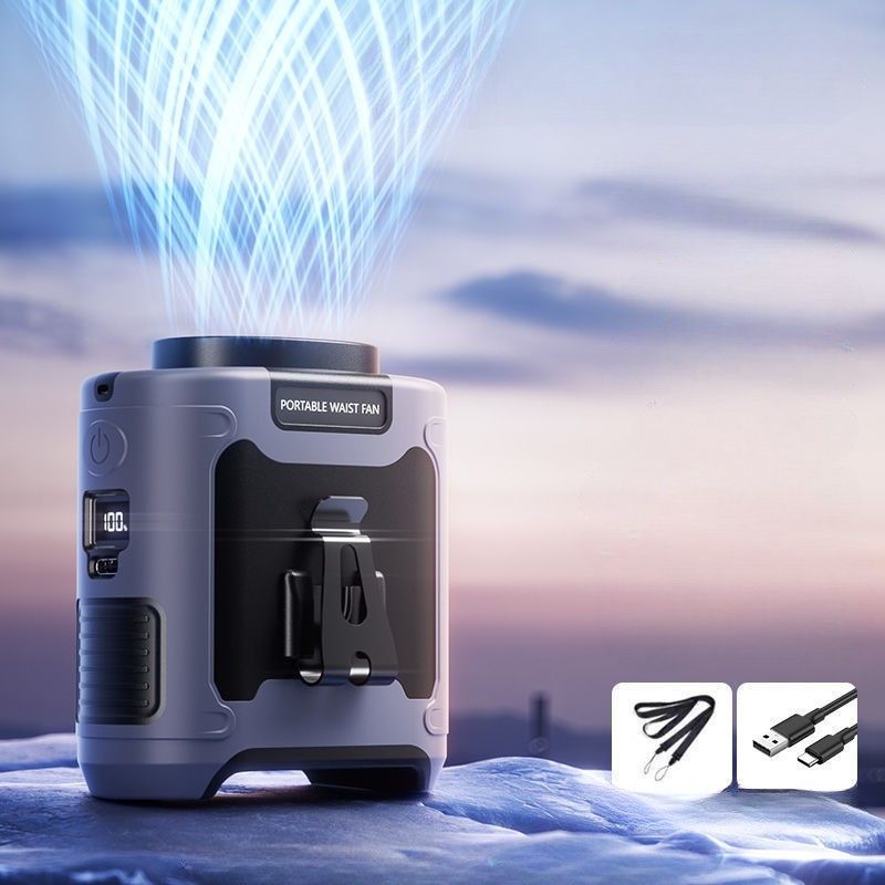 Upgrade 10000mAh Portable Waist & Neck Fan with LED | Hands-Free Cooling for Outdoor Work & Summer Camping